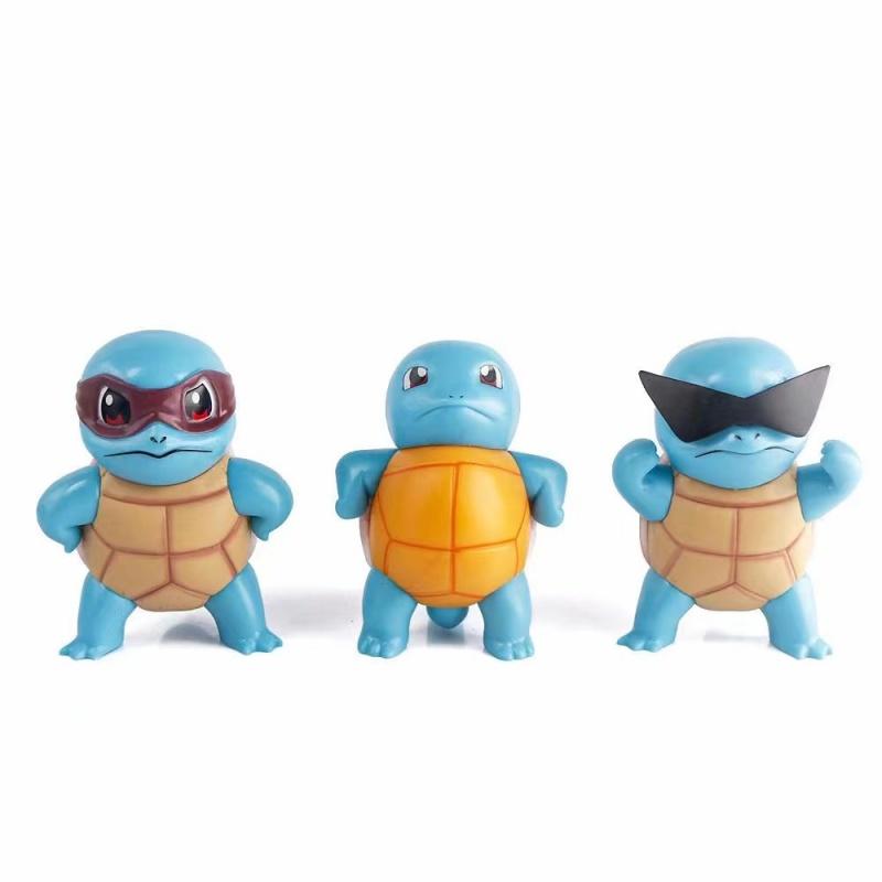 3 style 9cm Pokemon Figure Squirtle Wear Sun Glasses Figure PVC Model Colletible Pokemon Go Action Figure Kids Birthday Gift