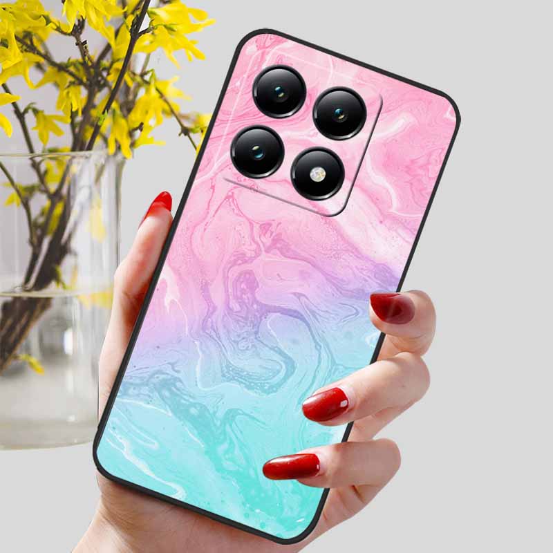 For Xiaomi 14T / 14T Pro Case Fashion Black TPU Marble Painted Cover for Xiaomi 14T Pro Shockproof Shell Capa Silicon Bag 6.67''