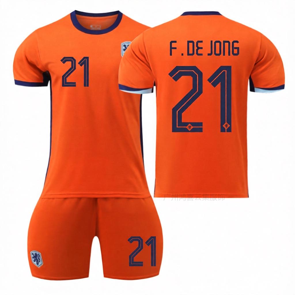 2024 Nizozemský domácí dres: Van Dijk #4, Robben, Depay, De Jong Fotbalový dres s krátkým rukávem - Edice Evropského poháru