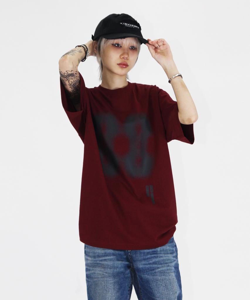 Keuligeon Effect Graphics Semi-Overfit Short Sleeve T-Shirt Burgundy