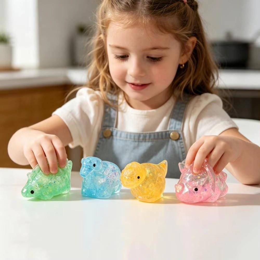 Glitter Dinosaur Squishy Toys Stress Relief Sensory Toys  For Stress Anxiety Relief
