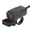 Motorrad USB Ladegerät Dual Quadratisch Handy Schnellladeadapter mit Voltmeter Wasserdicht 12V