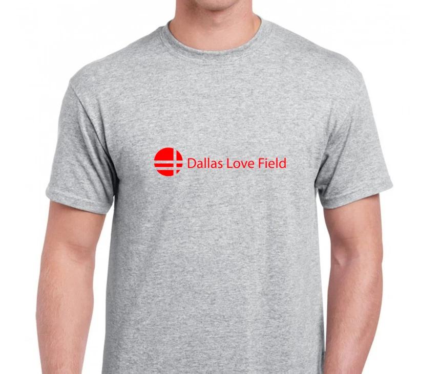 Футболка Dallas Love Field Аэропорт Техаса Форт-Уэрт Красный Серый Футболка Звезда S