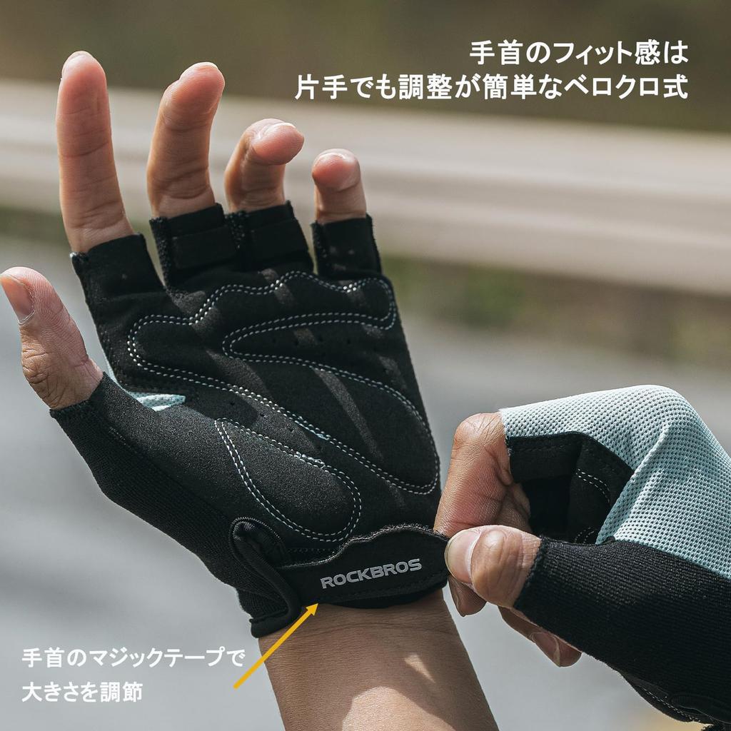 ROCKBROS Cycling Mesh Half Finger Shock Stretchy Mesh UV Perfect for Road and Sport Unisex Gloves, Gloves, Absorbent, Fingerless, Sweat-Wicking,