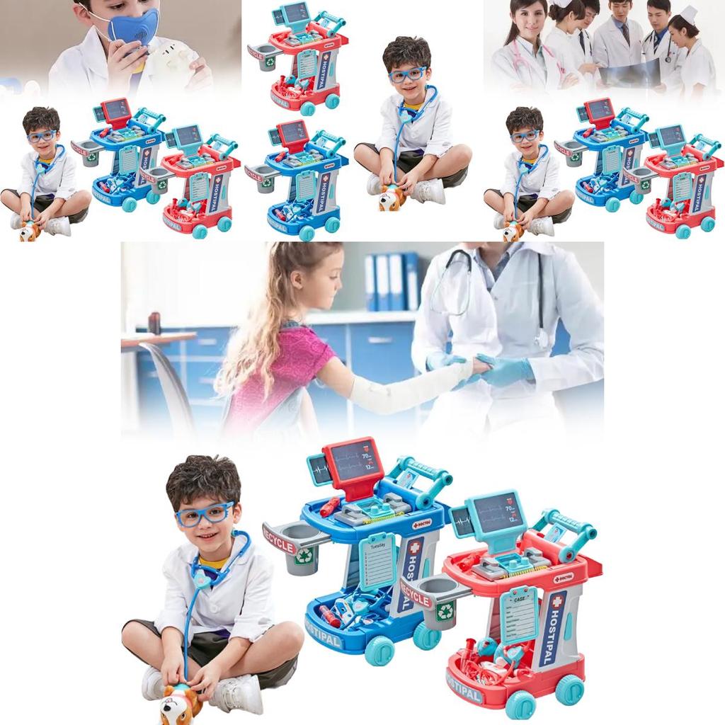 Conjunto de Brinquedo Doutor Infantil Com Caixa de Armazenamento e Estetoscópio Para Presente de Crianças