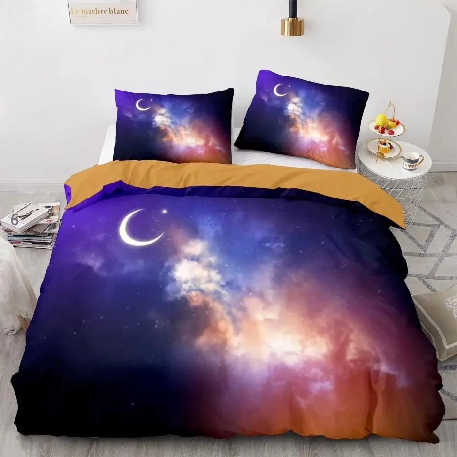 Starry Sky Duvet Cover Twin Size Universe Decor Twin Bedding Set Microfiber Outer Space Theme Milky Way Galaxy Comforter Cover