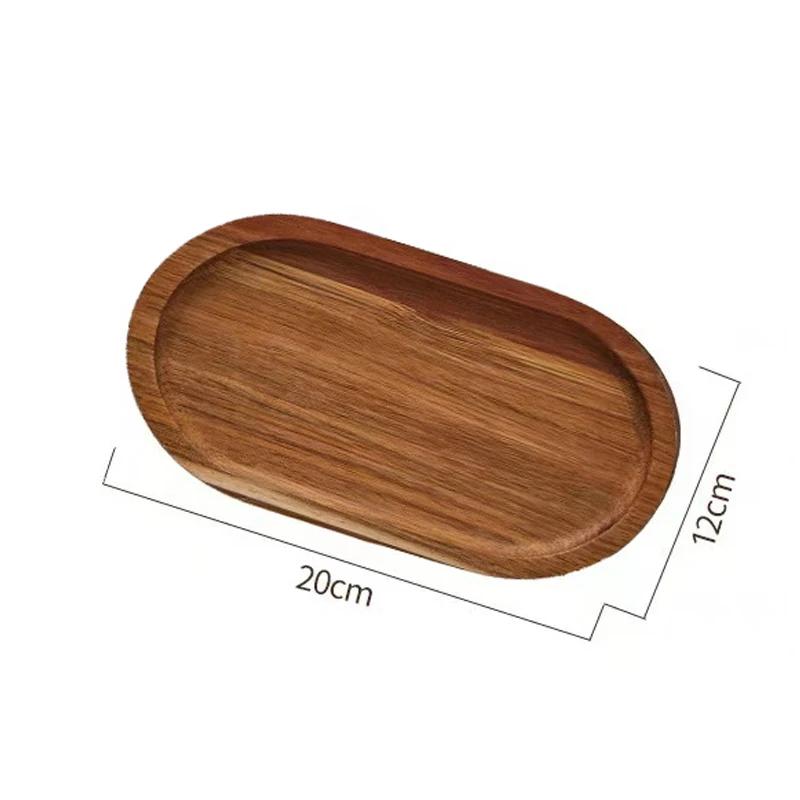 Ins Style Dessert Plate Wooden Tableware Solid Wood Round Dessert Plate Japanese-style Wooden Tray Snack Plate Dried Fruit Plate