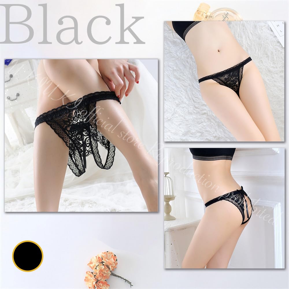 Sexy Lingerie Underwear Pants Shorts Lace Open Crotch Split Crotch Extreme Pervert Black Cosplay [AWESOME'S]
