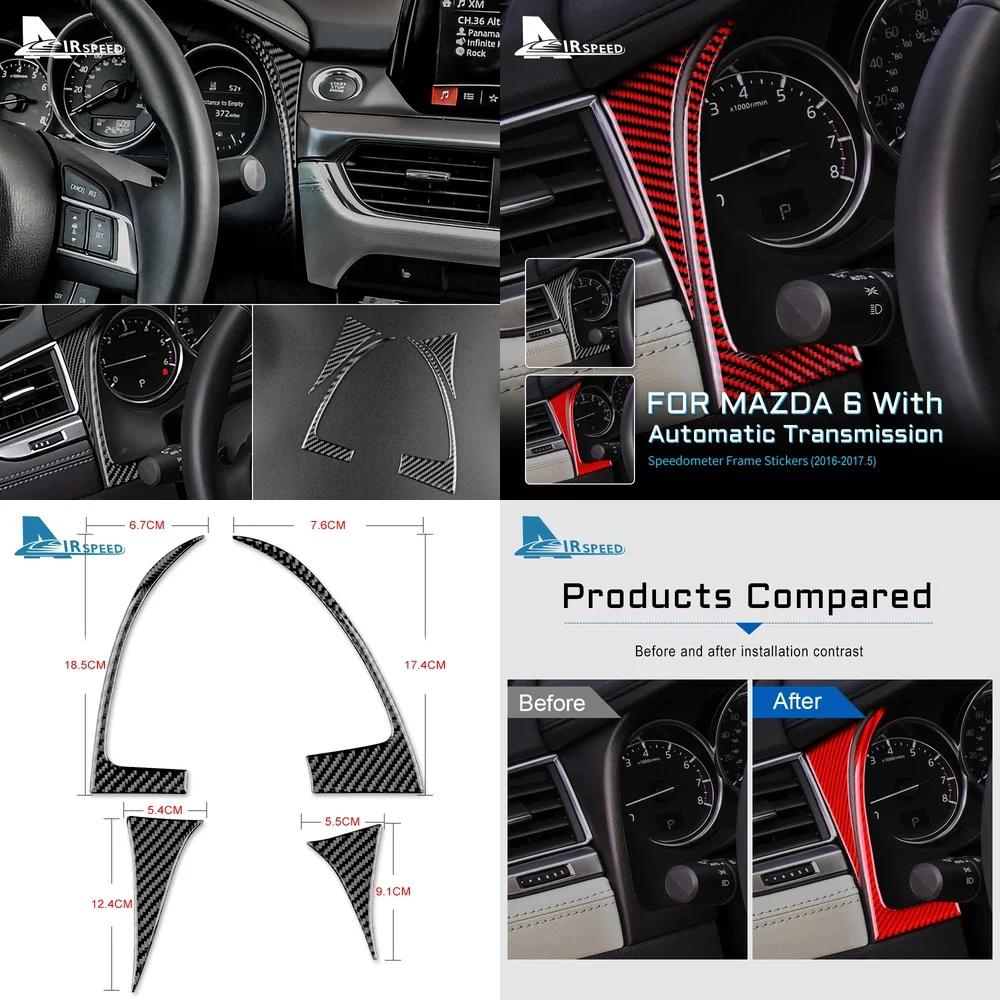 Real Carbon Fiber Speedometer Cover Center Console Trim for Mazda 6 Automatic 2016-2017