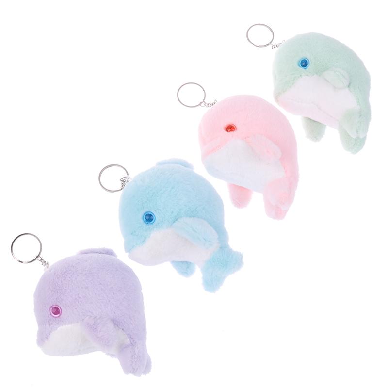 Kawaii Dolphin Plush Toy Cartoon Stuffed Animal Keychain Lovely Plush Doll Key Holder Backpack Pendant For Kid Gifts