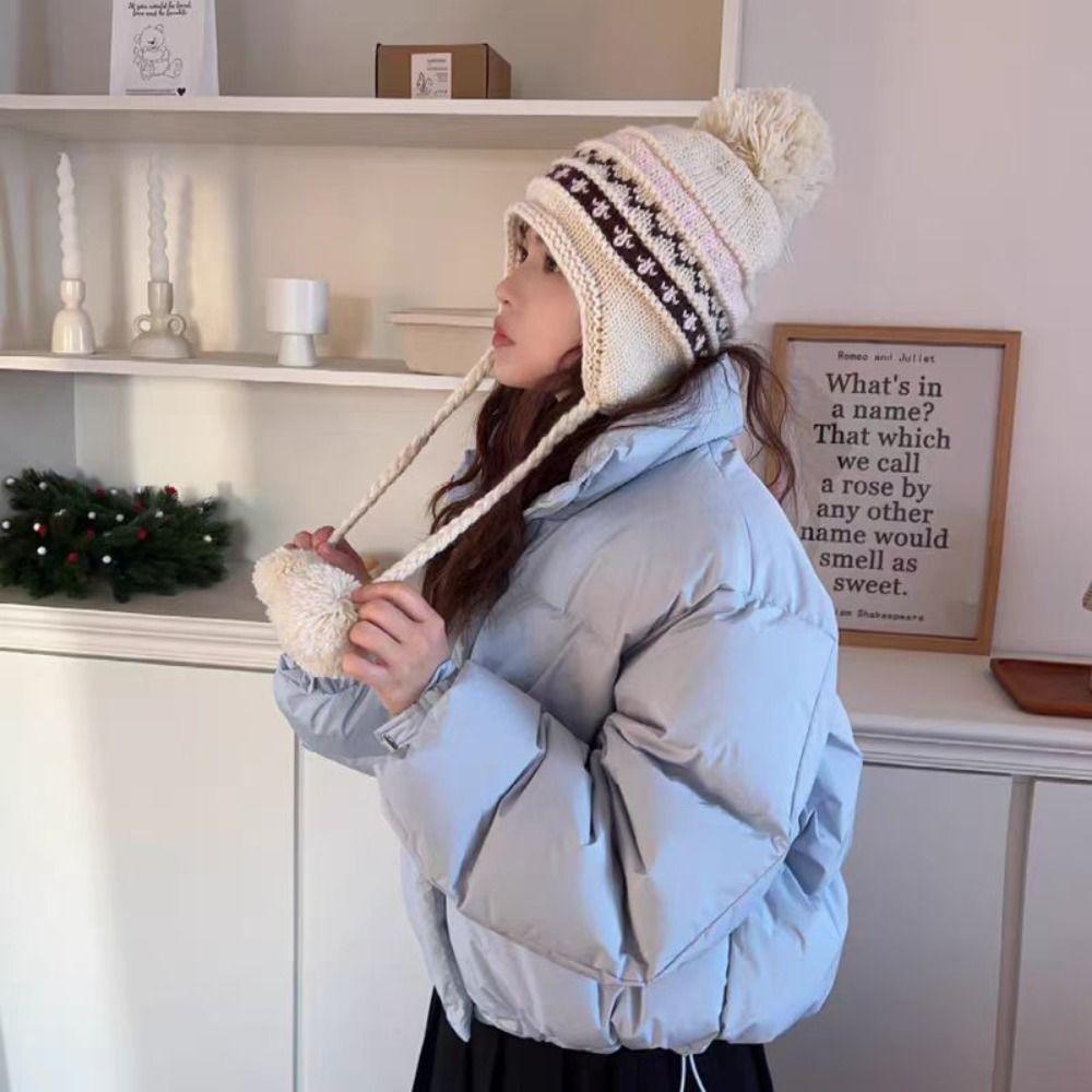 Wool Fair Isle Style Beanies Printed Ear Protection Hat Fashion Lei Feng Hat  Autumn