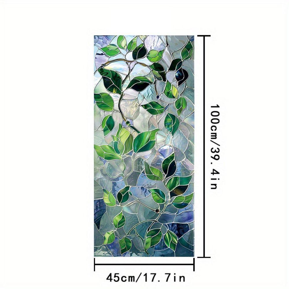 Abnehmbare Retro Europäische Fensterfolie Grüne Blätter PVC Statisch Haftende Folie DIY Bunter Glasaufkleber Heimdekoration