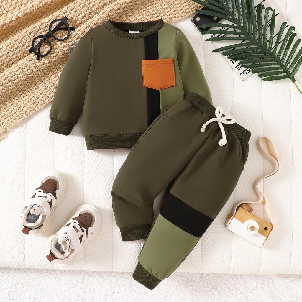 Infant Toddler Boys Girls Knit Stripe Embroidered Rugby Sweatshirt and Pants Set