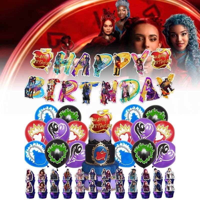 Vibrant Descendants Themed Birthday Party Decoration Banner Balloon Set For Kids