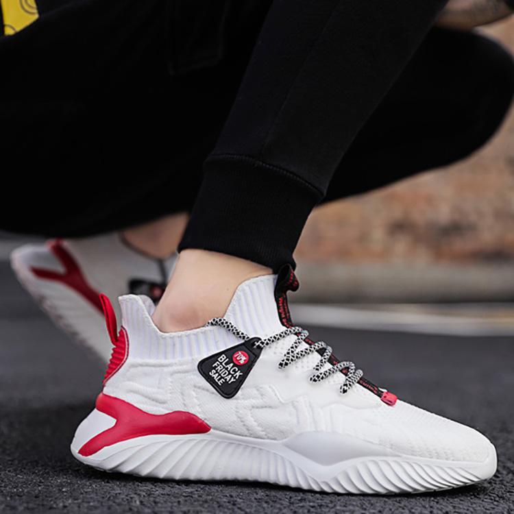 Men's Flyknit Sports Shoes Casual Mesh Breathable Single Shoes Front Lace Up Sneaker Lightweight Running Shoes 39-44