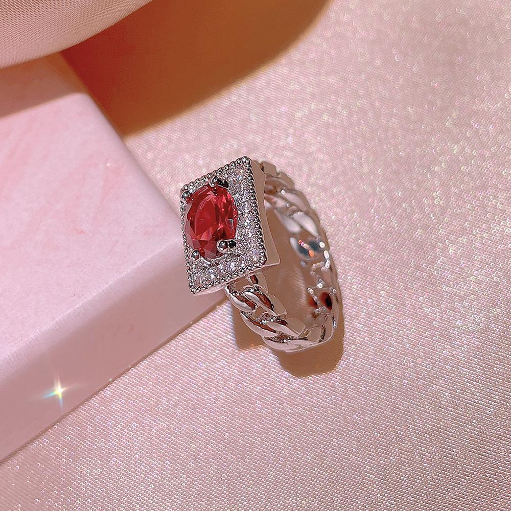 

Твердое кольцо из стерлингового серебра 925 пробы Рубиновое кольцо Драгоценный камень Женщины Anillos De Origin Красные Рубеллитовые Украшения Обручальные Кольца Кольца Для Женщин