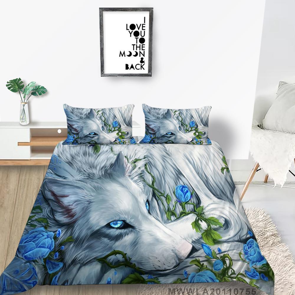 2023 New Style 3D Luxury Style 2/3PCS Bedding Suit Bed Comfortable Duvet Cover Set Wolf Printed Home Textiles Polyester Boy Gift
