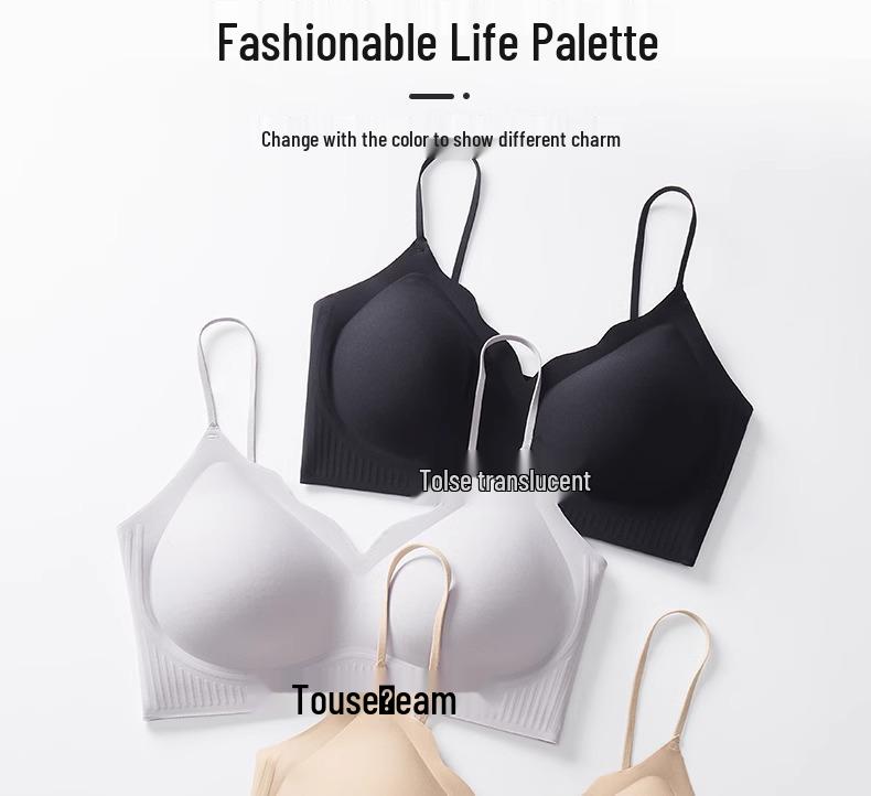 Unsichtbarer Nahtloser Raffinierter BH: Dünne Träger, Hautfarbe, Sommerleicht, Minimierender Effekt für große Oberweiten