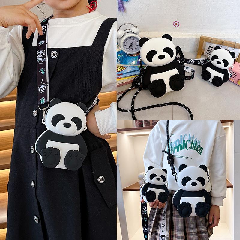 Tote Bag Panda Silicone Bag Female Messenger Bag Cute Children Cartoon Panda Mobile Phone Bag Large Capacity Change Bag Tide