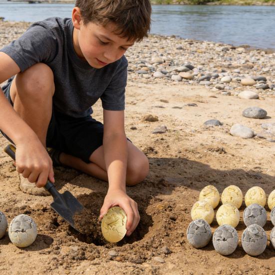 Dinosaur Egg Dig Kit Excavation Toy with Random Skeleton Models Includes Dig Tools & Guide Educational STEM Activity for Kids