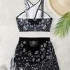 Stampa Divisa Cross Sexy Copricostume Pelle Magro Vacanza al Mare Spiaggia Costume da Bagno Bikini Donna