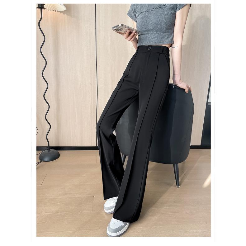 Pantaloni alla moda a vita alta dritti a gamba leggera per donna