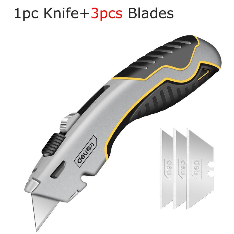 Deli Heavy-duty Stable Retractable Art Utility Knife Zinc Alloy Cutter Professionnel Wallpaper Wrap Faca Art Supplies Stationery
