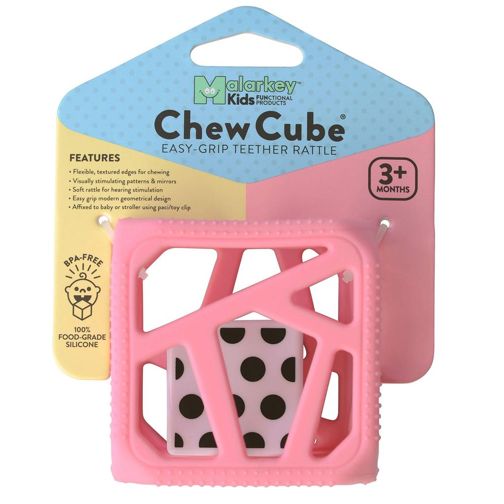 Malarkey Kids Chew Cube Teether Japanese Pacifier [Official Product] Toy, Pink, MK-CC05PI