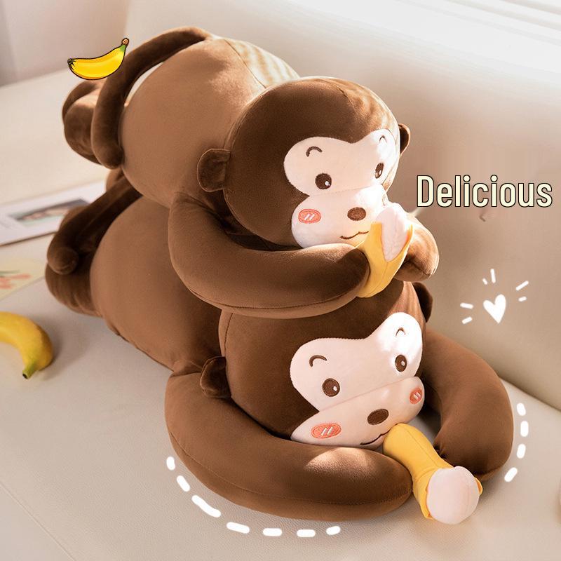 Cute Banana Monkey Plush Toy & Pillow with Long Arms - Multifunctional Curtain Holder