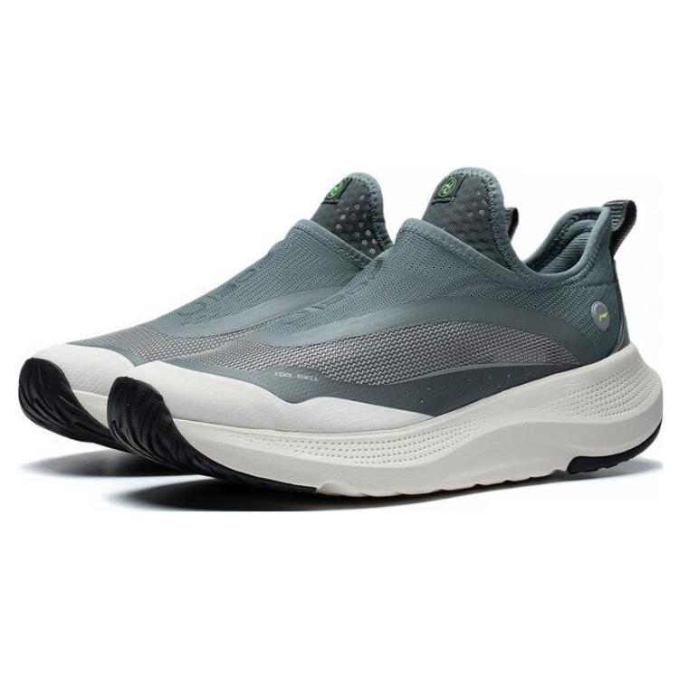Li Ning SOFT GO Confortables Antidérapantes Résistantes à l'abrasion Respirantes Basse Tige Chaussures de Sport Décontractées Homme Gris Bleu AGLT105-4