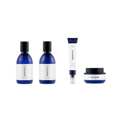 Deep Aqua Kollagen 2X Hautpflege 4-teiliges Set (Toner+Emulsion+Augenserum+Creme)