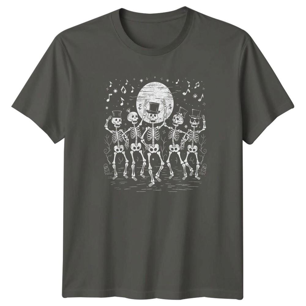 Spooky Skeletons Dance Under Moonlight TShirt Halloween Party Spooky Season S