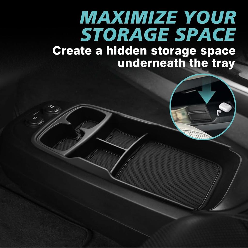 BestEvMod Lower Center Console Organizer Tray Compatible With Kia EV6 -2024 2025 Interior Accessories Storage Box ABS Material With PVC Trim