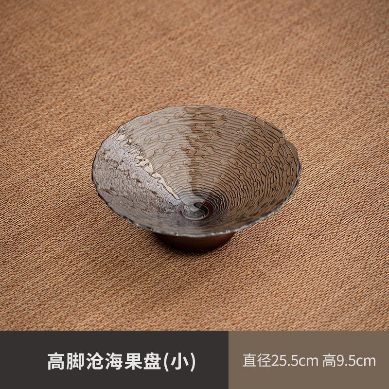 

High-legged Ocean High Foot Glass Fruit Dishes Japanese Pastry Plate Dried Fruit Snack Plate Household Serving Tray Ornaments