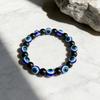 European American Hot Blue Evil Eye Bracelet Shiny Black Stone Handmade Beaded Bracelet Fashion Personality Wrist Jewelry