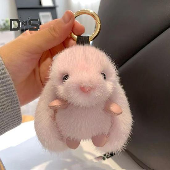 Portachiavi a Forma di Coniglio Ciondolo Coniglio Peluche con Orecchie Lunghe Fascino Bambola Portachiavi Auto Decorazione Borsa Zaino