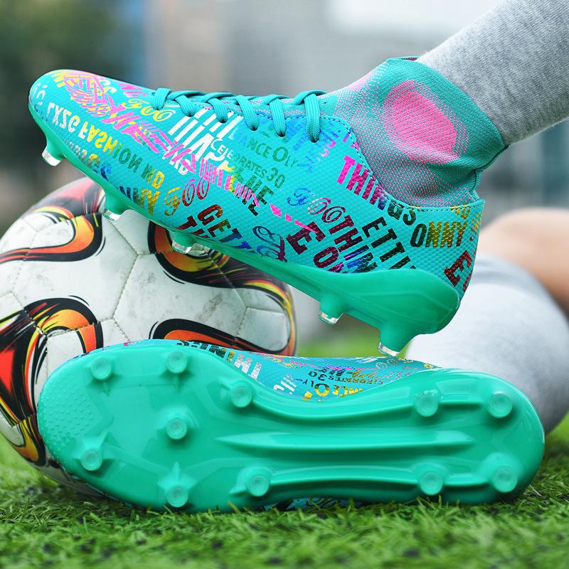 English Alphabet Mandarin Duck Football Shoes Men's High-top TF Broken Nails AG Long Nails Youth Children's Grass Competition Training Shoes
