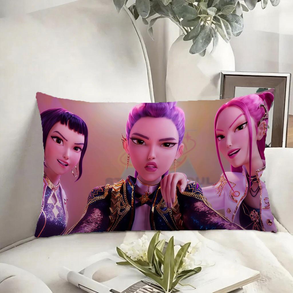 KPop Demon Hunters Anime style pillowcase: colorful star characters, cool patterns, fashionable home decoration