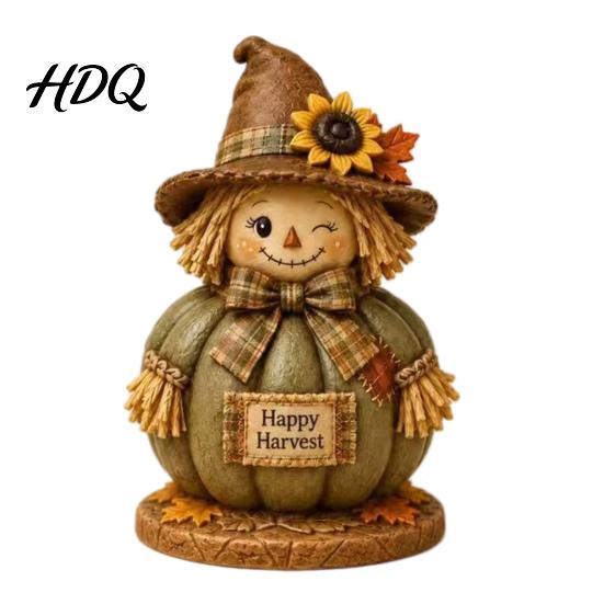 Weather Resistant Garden Statues 3 Pcs Fall Wooden Scarecrow Figurines Farmhouse Rustic Statue with Maple Atmosphere Enhancement Ornaments