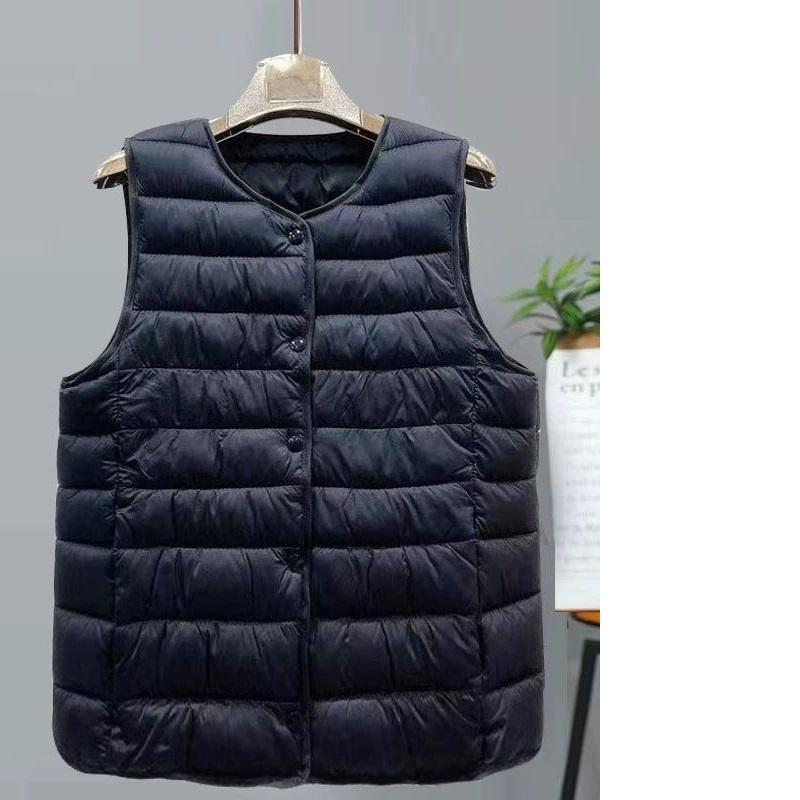 Women's Down Cotton Vest Liner, Ultra-light Warm Jacket, Women's Vest, Middle-aged and Elderly Women's Plus Velvet Thick Jacket