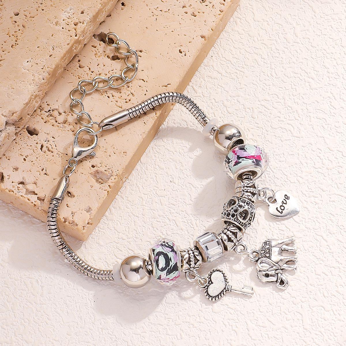 

Браслет из нержавеющей стали Panjia DIY с изображением слона и дерева жизни из бисера