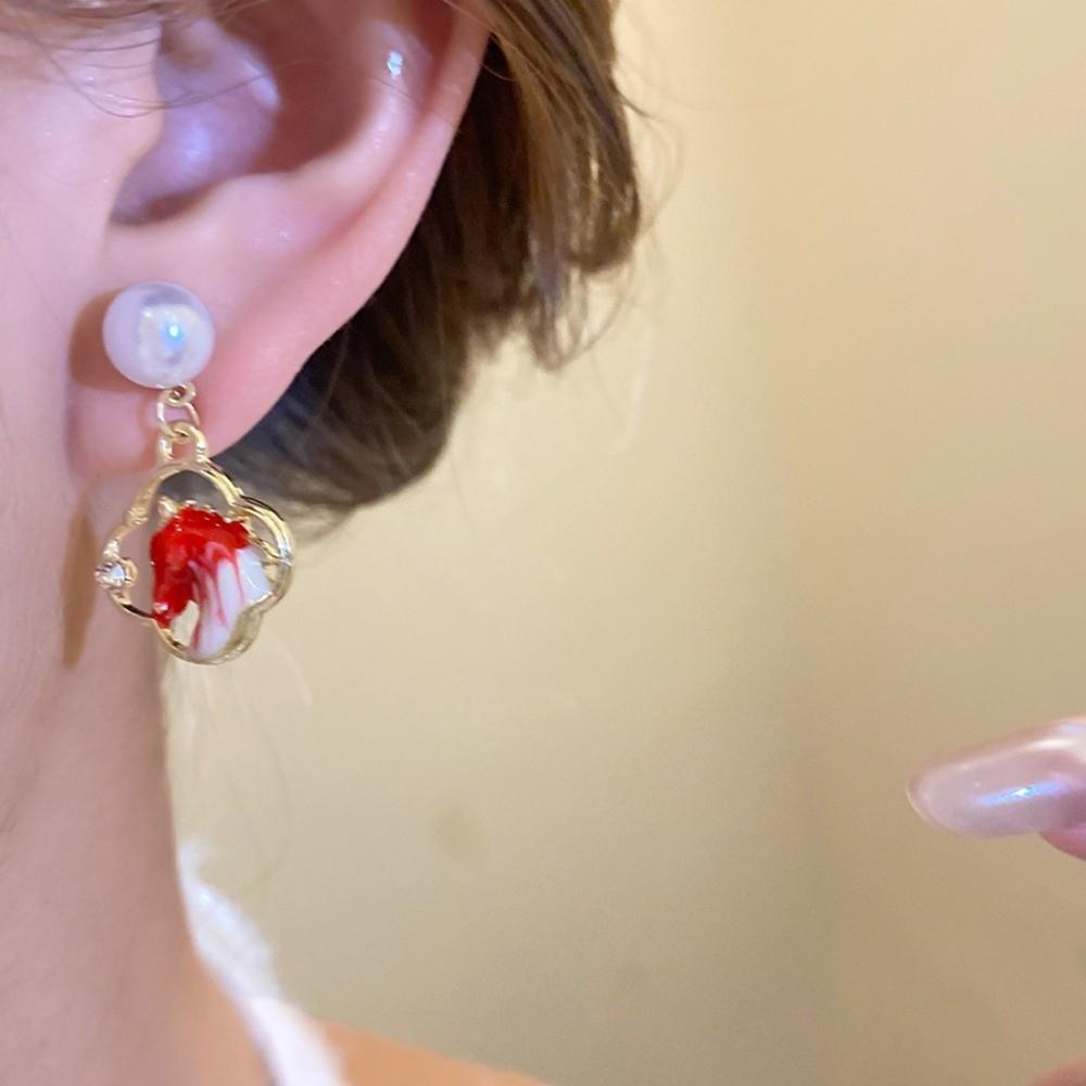 Cartoon Horse Red Pony Earrings Bowknot Horse Mascot Drop Earrings New Year Horse Earrings  Woman