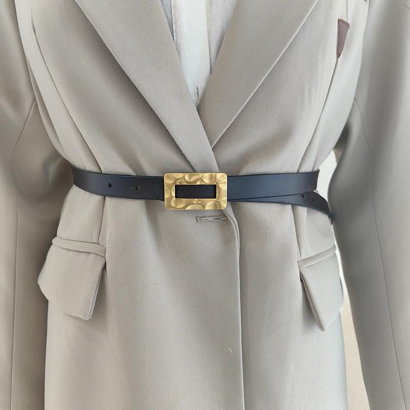 Leather Genuine Two Layer Belt Women With Alloy Buckle Casual Fashion Accessory