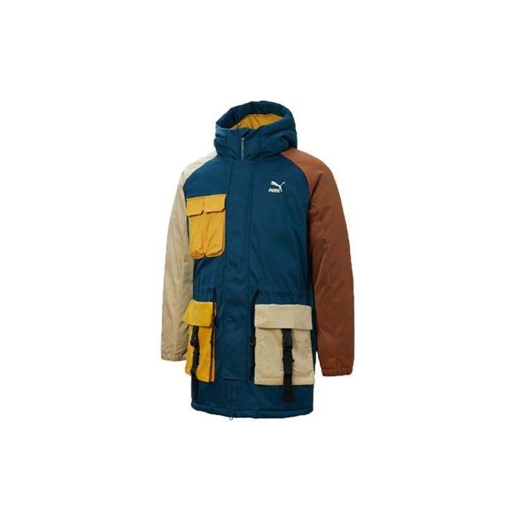 PUMA Retro Block Down Jacket  Blue Yellow Brown  Men s 534676-65 S