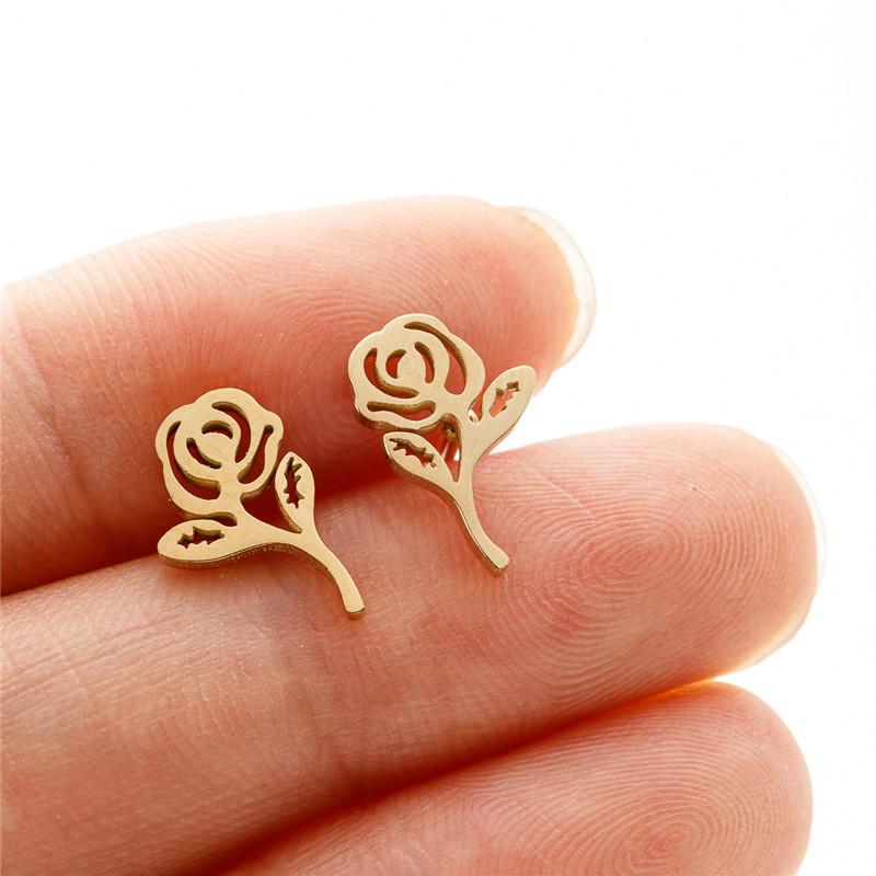 Stainless Steel Mini Stud Earrings Women Hedgehog Horse Rabbit Kitty Earings for Girls Vintage Tree of Life Ear Studs