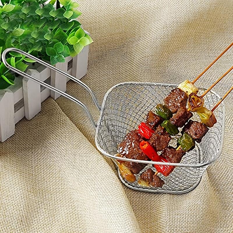 1PC Stainless Steel Frying Basket Multifunctional Mini French Fries Frying Basket Creative Square Oil Separated Frying Basket