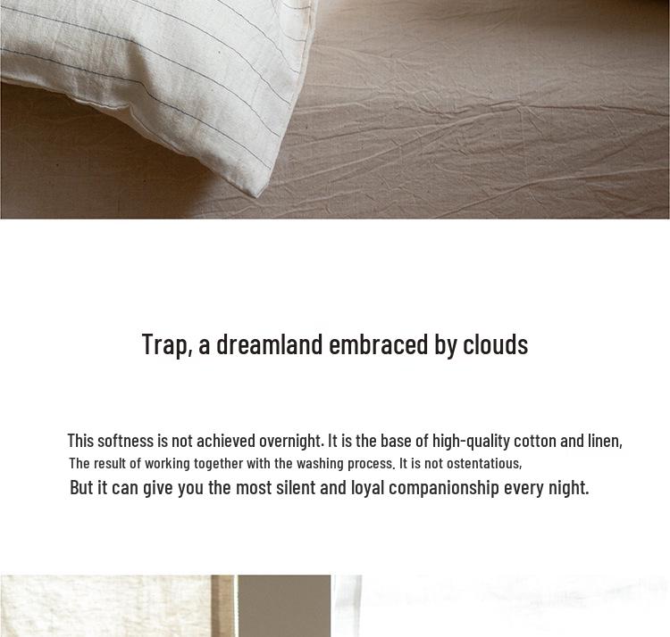 Meiji Nishikawa Minimalistische Streep Katoen Linnen 4-delige Bedset met YKK Rits