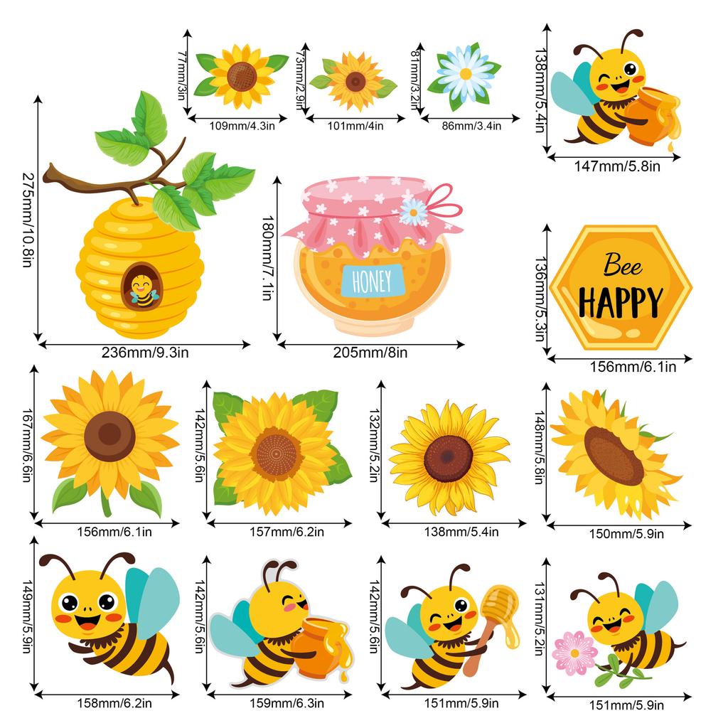 Sunflower Announcement Board Card Paper Bee Honeycomb School Classroom Party Supplies Decoration Bee Festival Wall Stickers