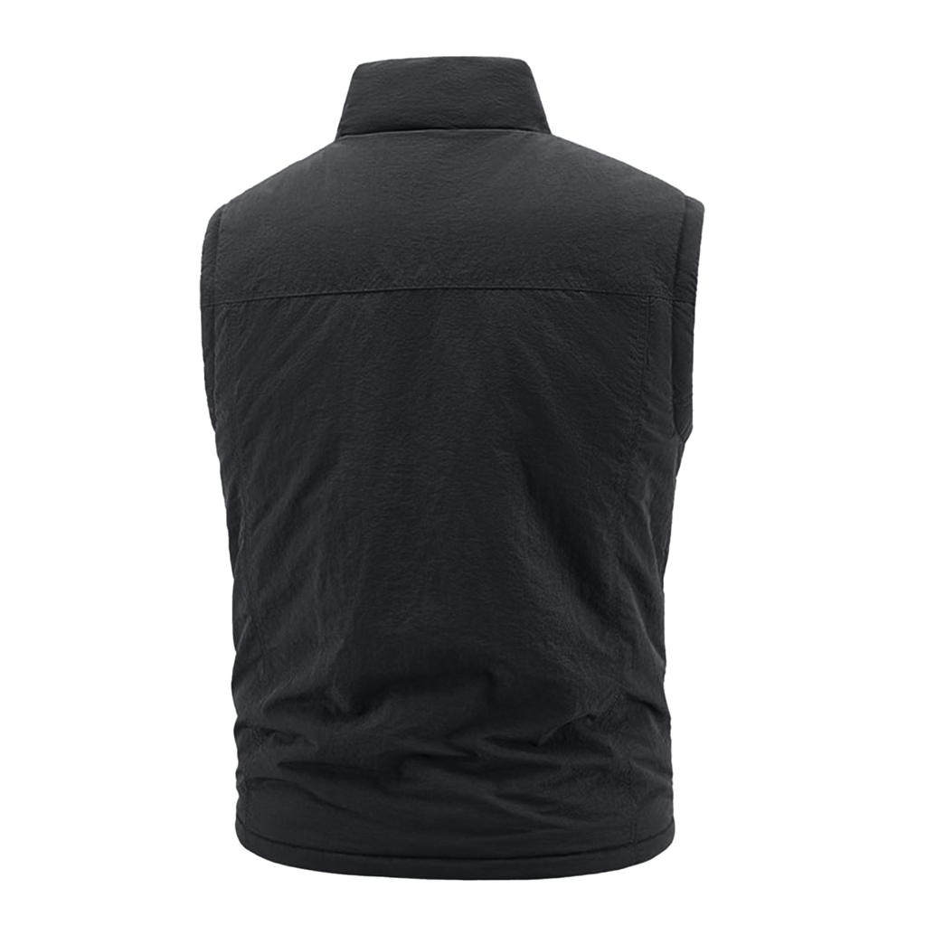 Men's Solid-color Casual Fleece Vest, Men's Fleece Thickened Warm Sleeveless Coat