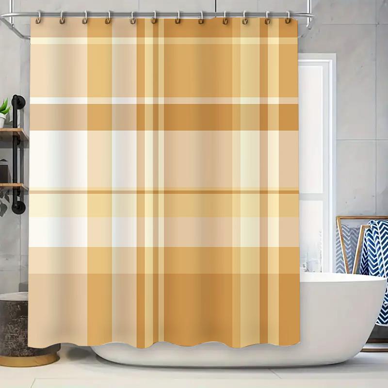 

Blue Plaid Shower Curtain Waterproof Bathroom Decor Modern Bath Mat Rug Liner Home Decorative Fabric Shower Curtains 300X180Cm W60H190(CM)-1 Pcs